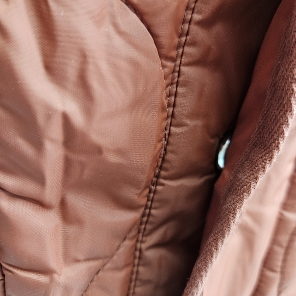 The Normal Brand Quilted Coat Size Small Hood Long Snap Close Burnt Orange NWT - Picture 15 of 15
